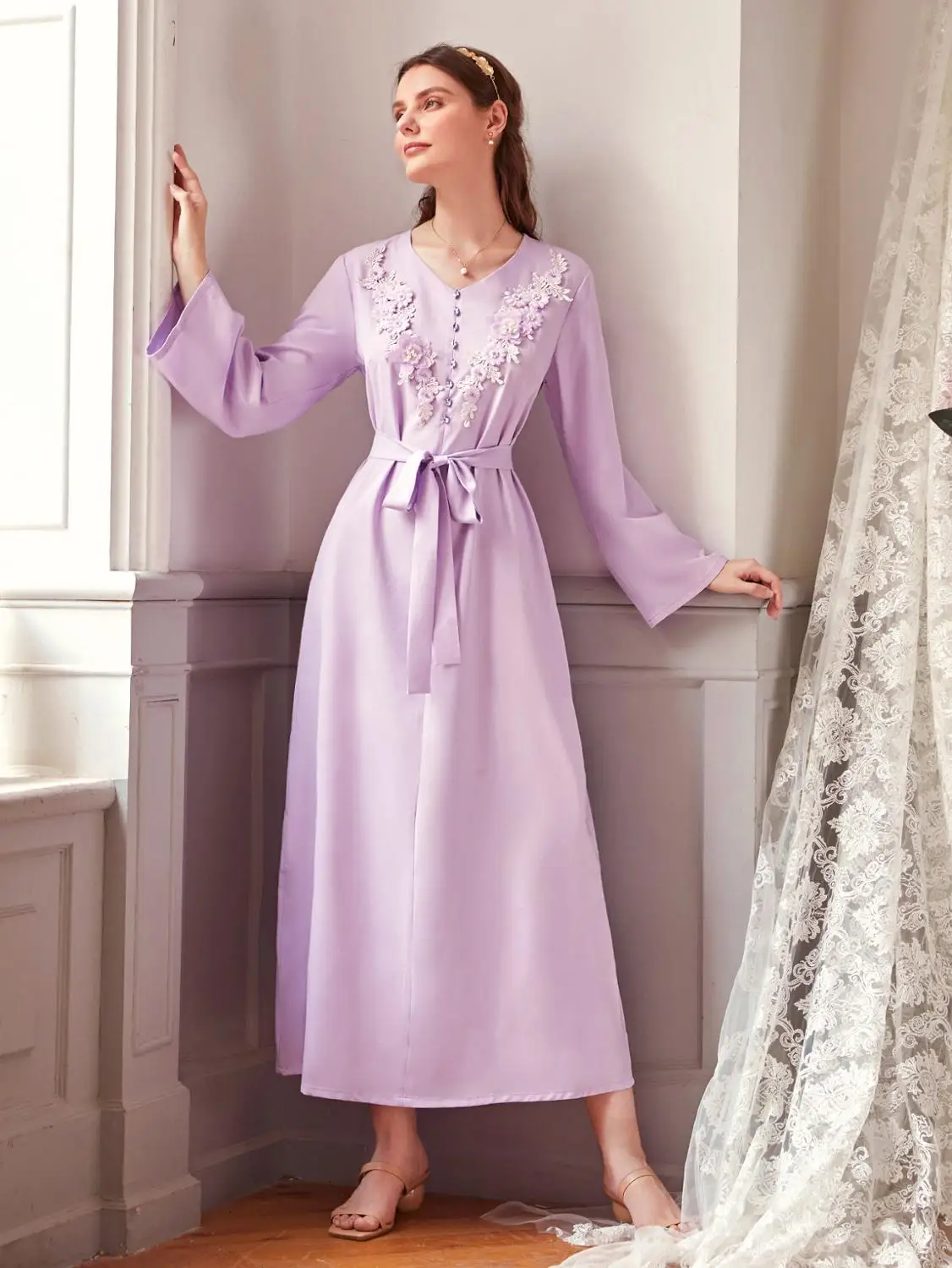 Женское платье с длинным рукавом фиолетовое из Дубая 2020|Мусульманская одежда| |