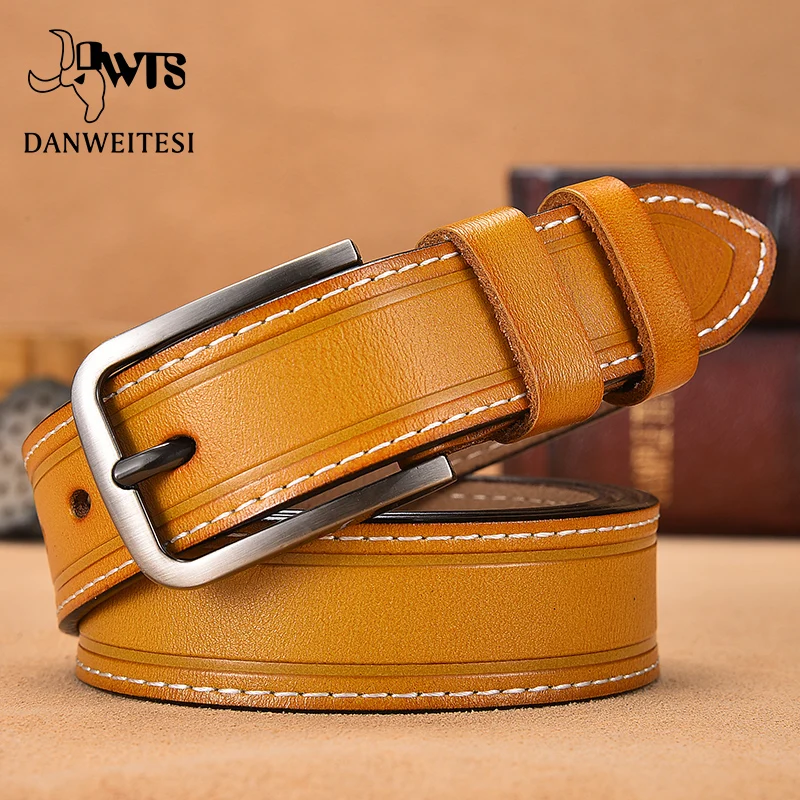 【DWTS】Women Belt Designer Female Genuine Leather Belts For Women Strap Pin Buckle Fancy Vintage for Jeans | Аксессуары для