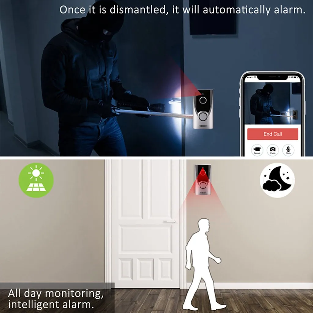 

New Home Wifi Smart Wireless Security Doorbell Visual Intercom Recording Video Kits Record Wide-angle High-definition Video