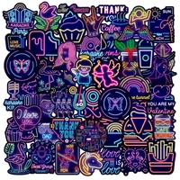 1050pcs ins style purple blue neon light steam wave decoration sticker girl fun water cup graffiti skateboard laptop luggage
