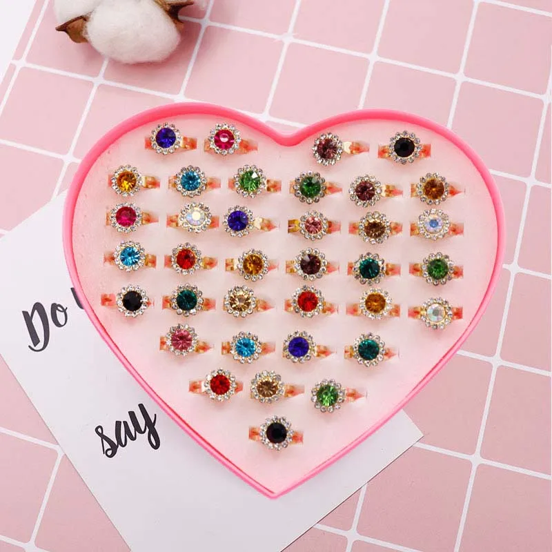 10 шт. Детские кольца с кристаллами и жемчугом|Сувениры для вечеринок| |