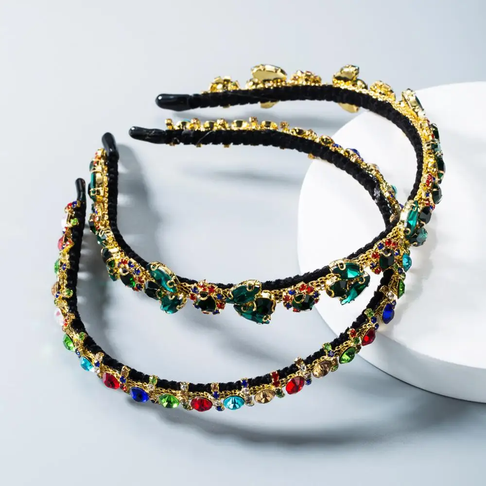 2020 модные с цветочным узором из стразов и повязка на голову цветной ободок