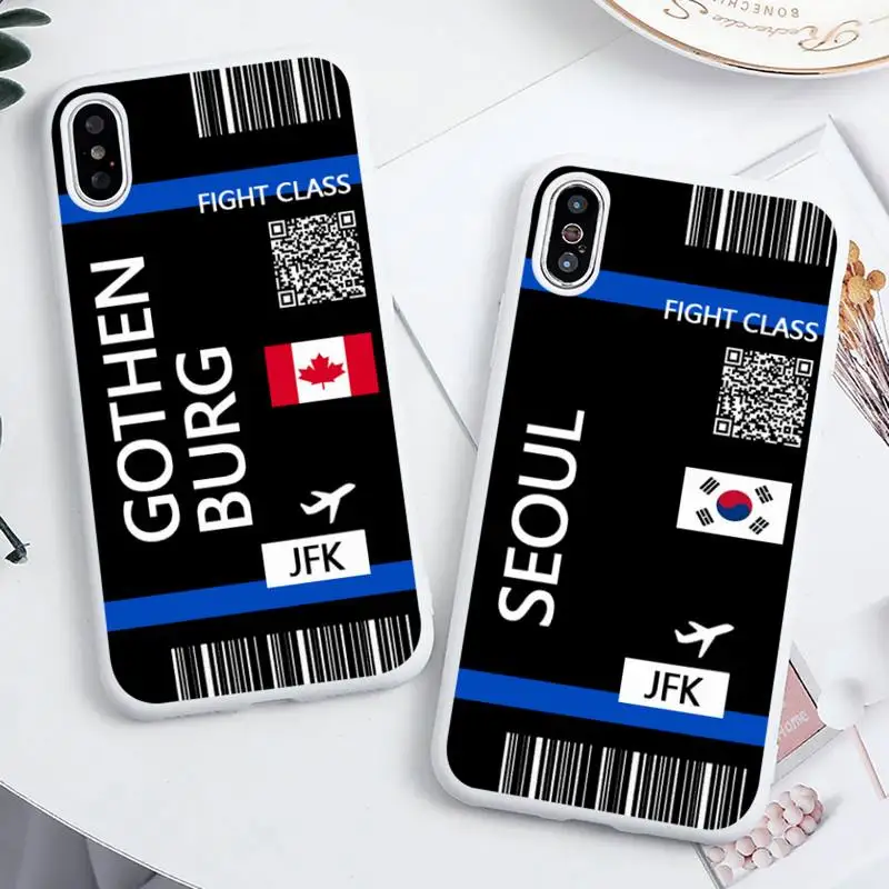 

Ticket label Retro Code flag travel Phone Case Candy Color for iPhone 6 6S 7 8 11 12 XS X SE 2020 XR mini pro Plus MAX funda