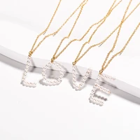korean fashion metal imitation pearl letter pendant necklace for women popular elegant jewelry gothic accessories
