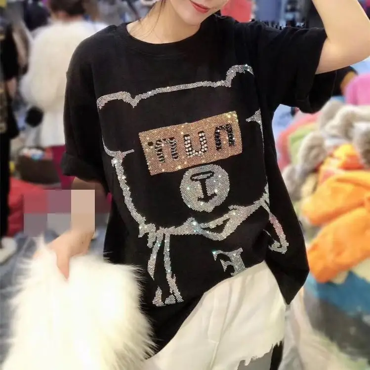 

2021 Summer New Cotton Loose and Versatile Backing T-shirt