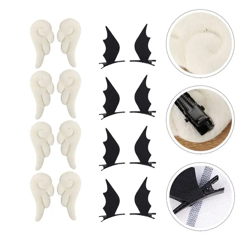

8 Pairs of Delicate Adorable Exquisite Lovely Angel Wing Hairpin Devil Hairpins Woman Headdress