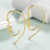 punk human face earrings for women vintage abstract hollow out statement hand metal fashion stainless steel earring jewelry