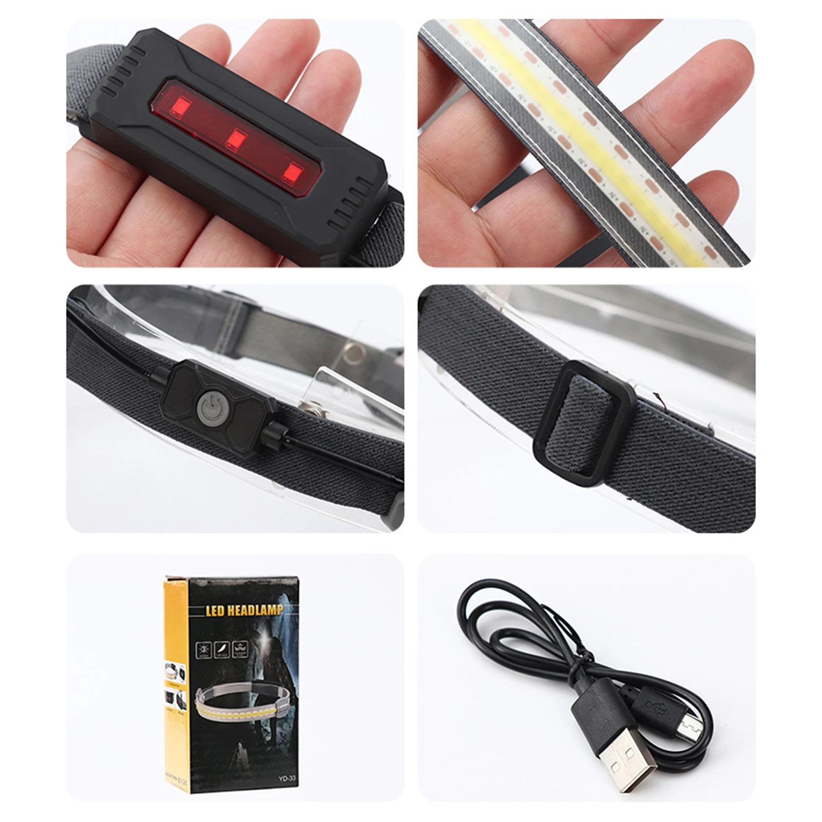 

Safe Warning Headlight 170 Lumens 3-level adjustment USB Charging Waterproof light for Night Running Cycling