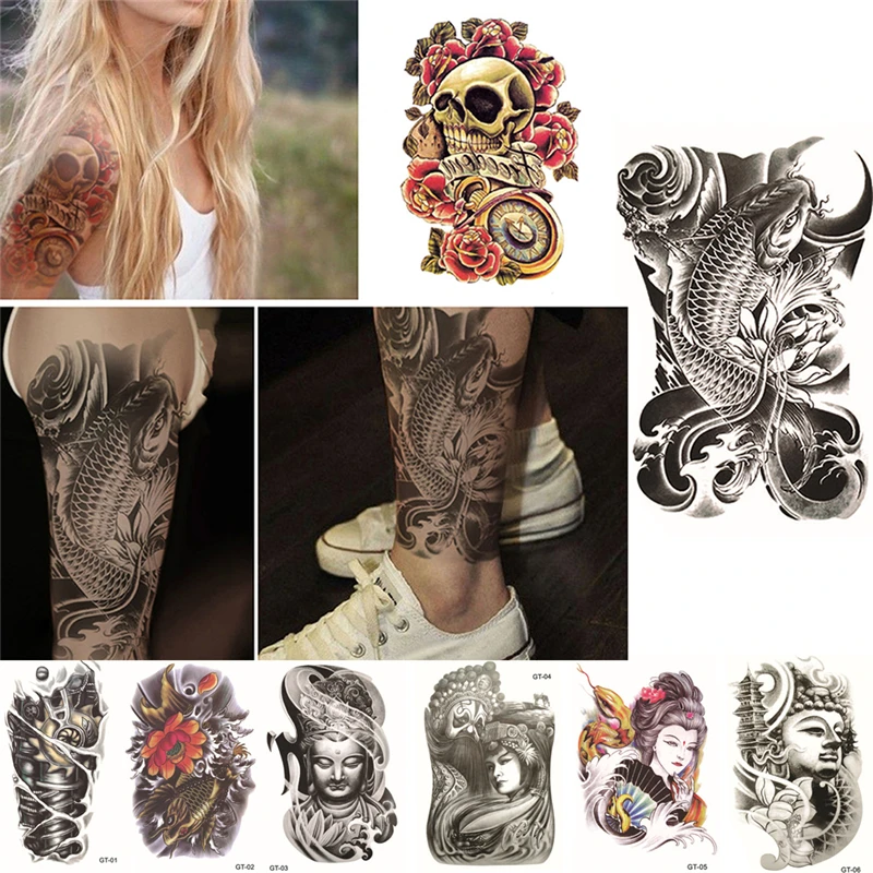 

Mens Removable Waterproof Temporary Tattoo Sticker Body Arm Shoulder Makeup Art G6KE