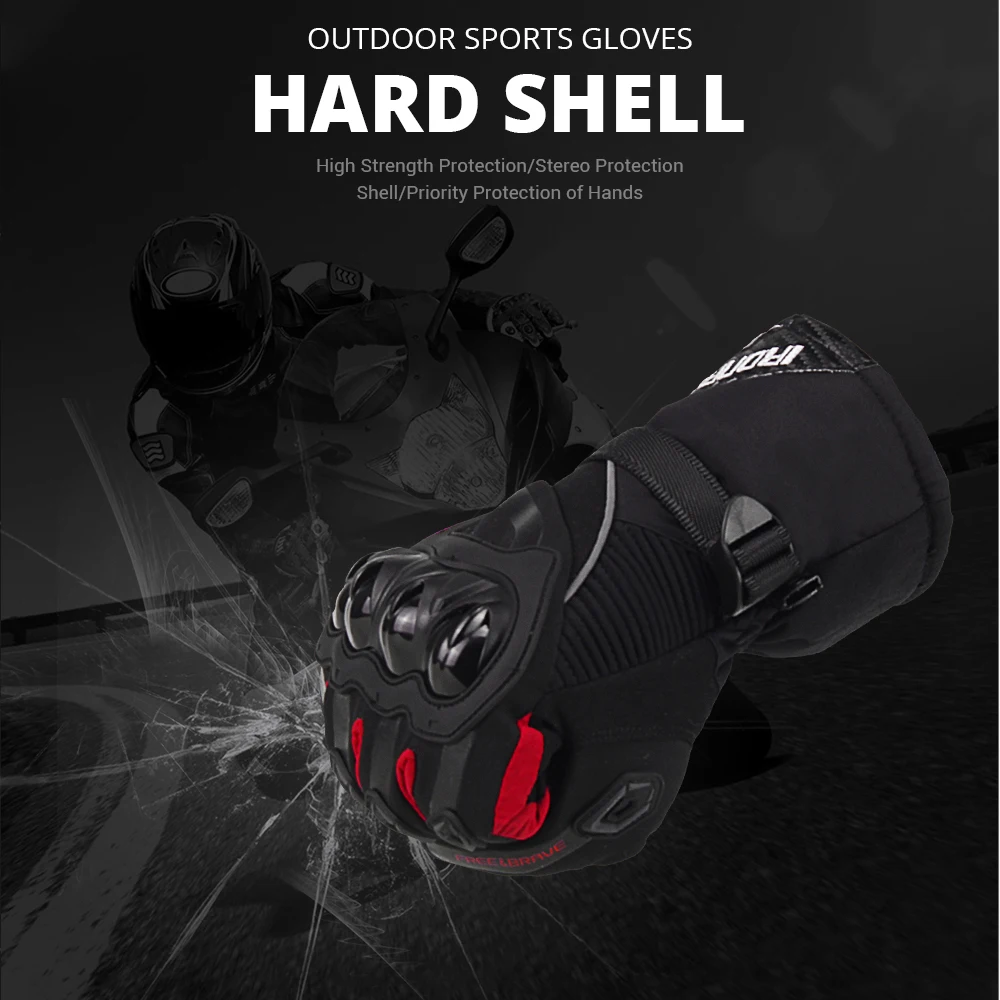 Motorcycle Gloves Waterproof Winter Guantes Moto Full Finger Touch Screen Protection Carbon Fiber Shell Long | Автомобили и