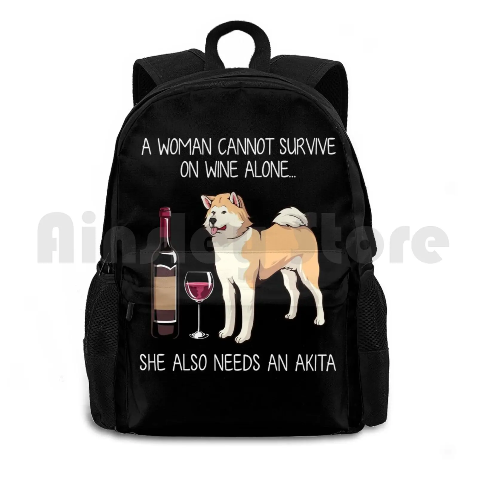 Akita и вино забавная собака наружный походный рюкзак для верховой езды альпинизма