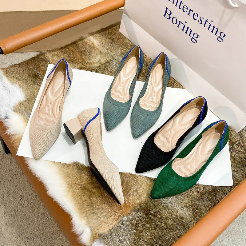 

Spring Women Shallow Casual Pumps For Ladies Slip On Latex Square Heel Shoes Woman Mixed Colors Rubber Classics Footwear LAASIMI