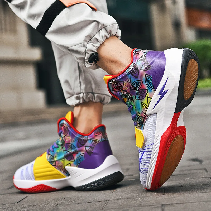 Fashion Mesh Trainers Basketball Shoes High Top Men's Basketball Shoes Colorful Ptinted Designer Shoes Men Zapatillas Baloncesto