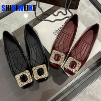 women flat shoes ballet shoes slip on loafers moccasins brand leather flats metal decoration ballerina zapatos mujer size 35 43