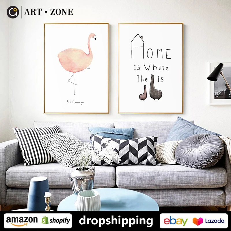 Современные чернила Фламинго лисы постеры с единорогом принты картины на холсте