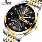 2021 CHENXI Лидирующий бренд роскошные золотые Бизнес часы Для мужчин со стразами; Сезон Нержавеющаясталь группа Авто Дата День Кварцевые наручные часы