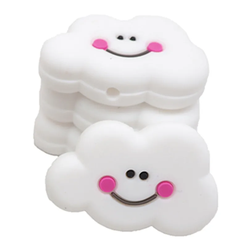 Chenkai 10 шт Силиконовые Бусины Единорог DIY детское животное коала кошка Фламинго пустышка сенсорные ювелирные изделия подарок Игрушка аксессуары - Цвет: cloud