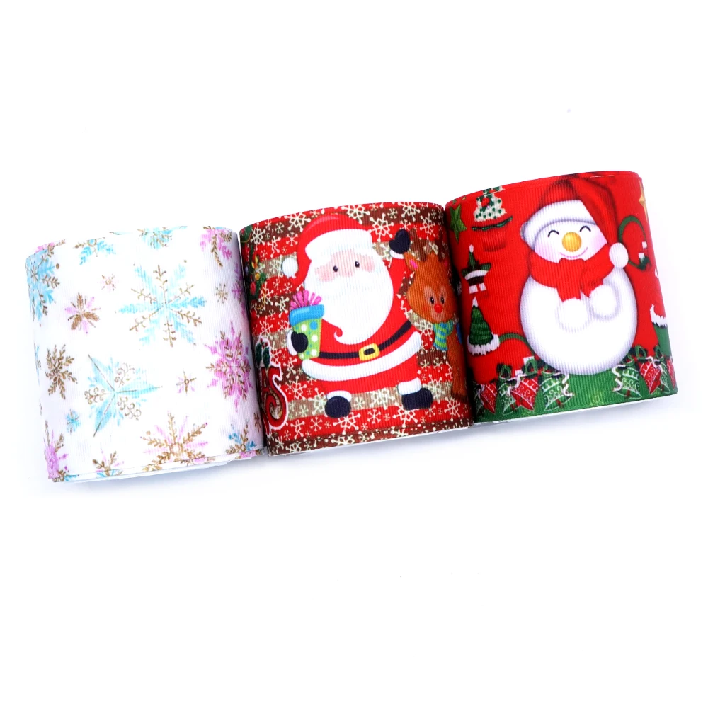 Бесплатная доставка 50 ярдов на размер Рождественская лента с принтом корсажная