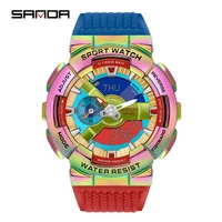 sanda 2022 fashion sport military wrist watch for men brand male clock dual display army mens watch waterproof relogio masculino