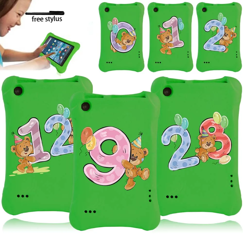 

Case for Amazon Fire 7 (5th/7th 9th Gen ,2015 2017 2019) 7 Inch Printed Green EVA Tablet Shockproof Shell case cover+pen