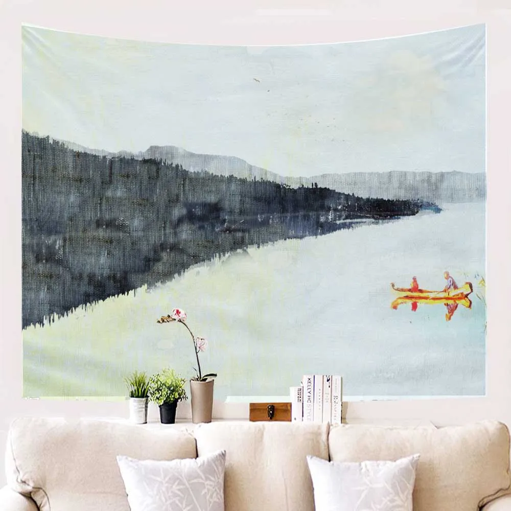 Гобелен с пейзажем чернильная живопись гора настенная Подвеска/ткань