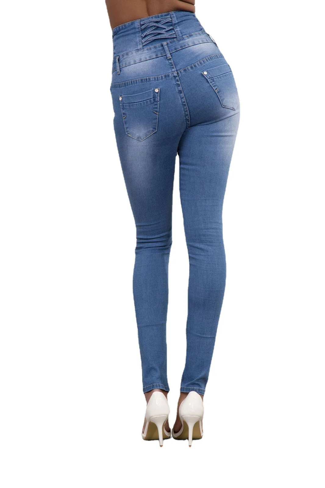 

2021 summer new fashion high-waisted slim stretch plus size jeans women