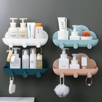 bathroom accessories cosmetic storage box hook soap rack drain organizer multifunctional wallmounted shower tray rack free punch