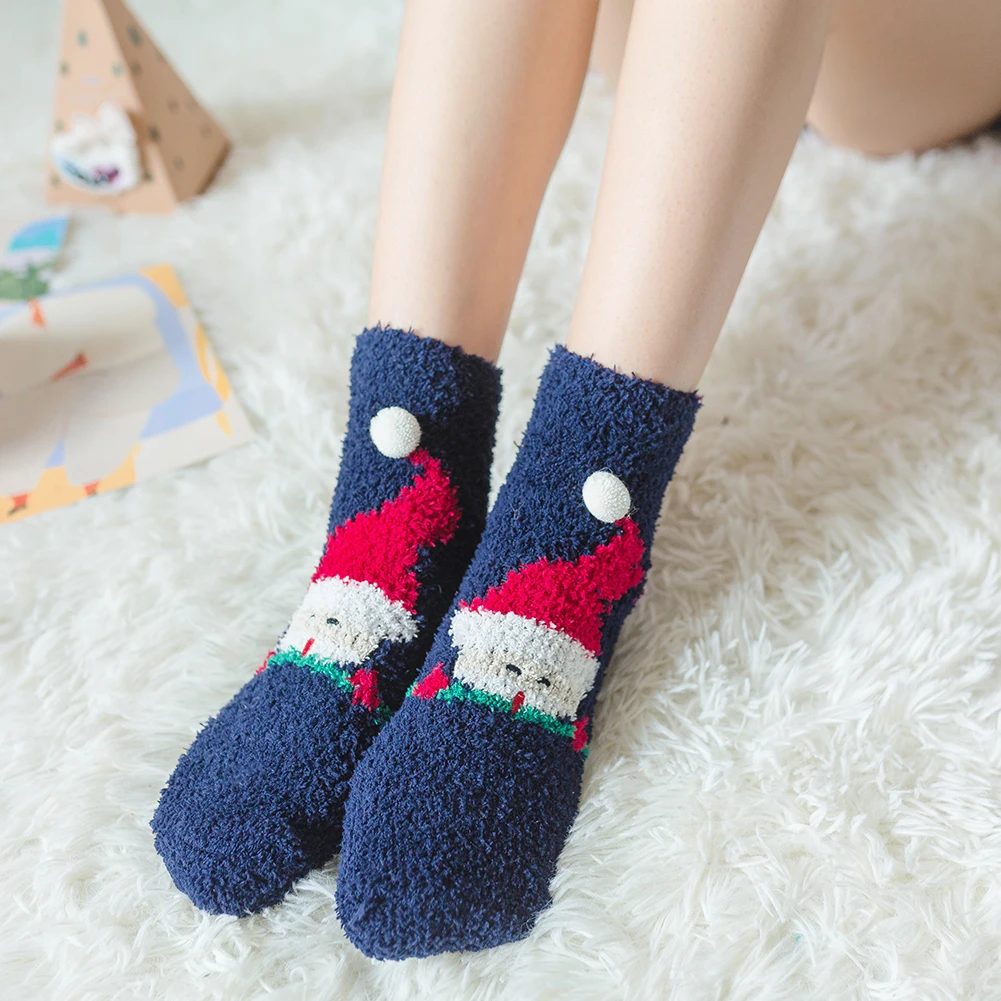 4 пары рождественских носков праздничные пушистые плюшевые носки-тапочки