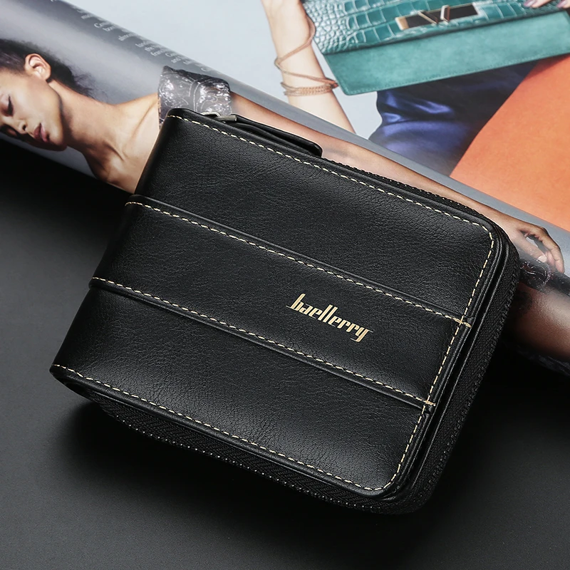 Baellerry Short Men Wallets Money Purse Zipper Coin Pocket Vintage Male Hasp Card Holder Wallet with Hidden Compartment | Багаж и сумки
