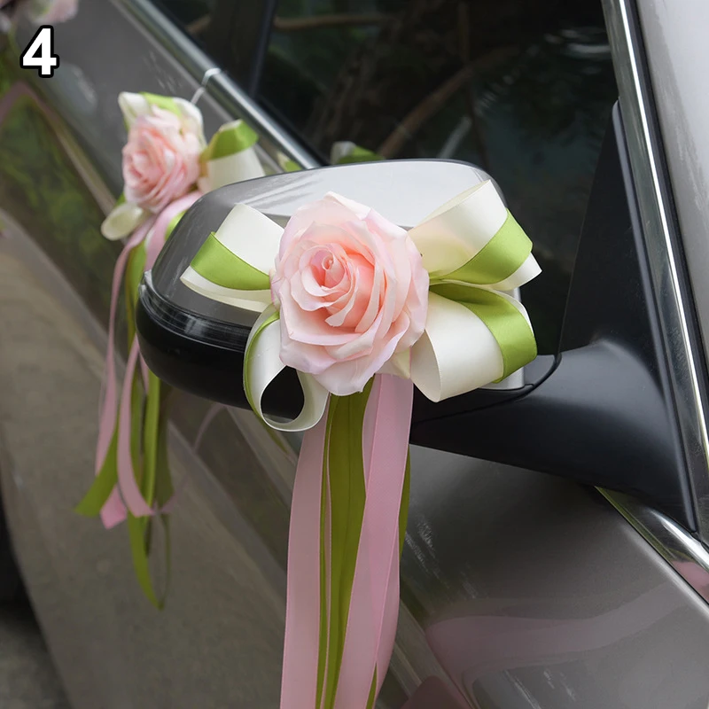 

Wed Wedding Car Decoration Flower Door Handles and Rearview Mirror Decorate Free Shipping