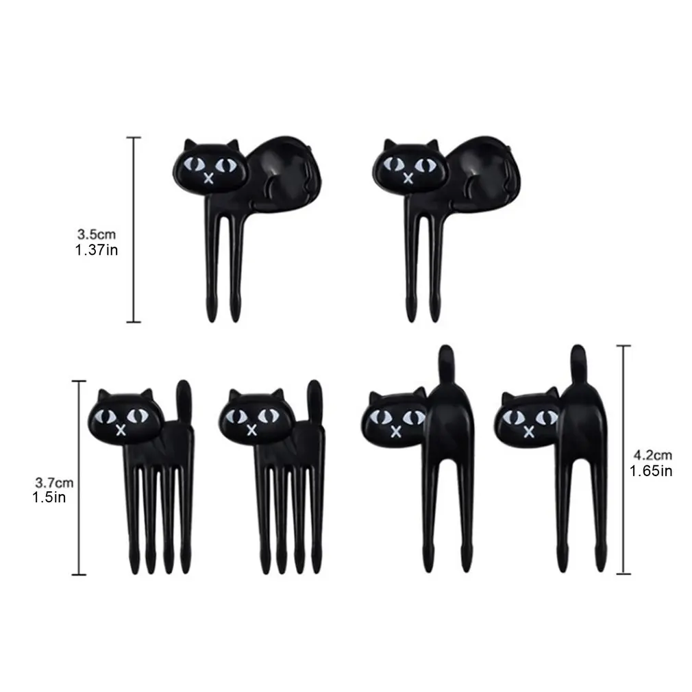 

Fruit Fork Black Cat Mini Cartoon Snack Cake Dessert Food Fork Bento Lunches Toothpicks Decor Party Tableware