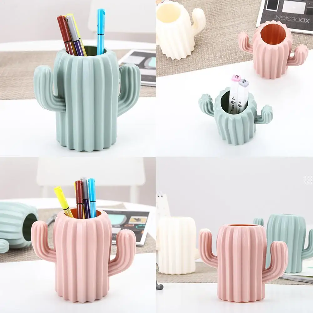 

Cute Cactus Desktop Organizer Pen Holder For Desktop Organizer School Office Stationery Pencil Holder Makeup Brush Storage Desk