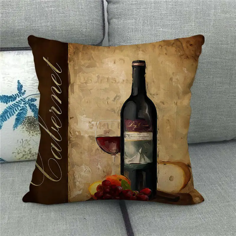 Оптовая продажа наволочка винтажная бутылка красного вина искусственная