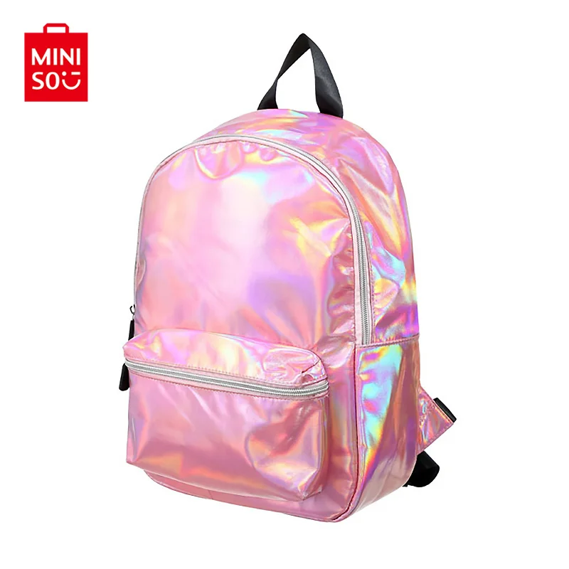 

MINISO Laser Backpack Fashion Simple Outside Shoulder Bag Leisure School for Women Teenager Girls