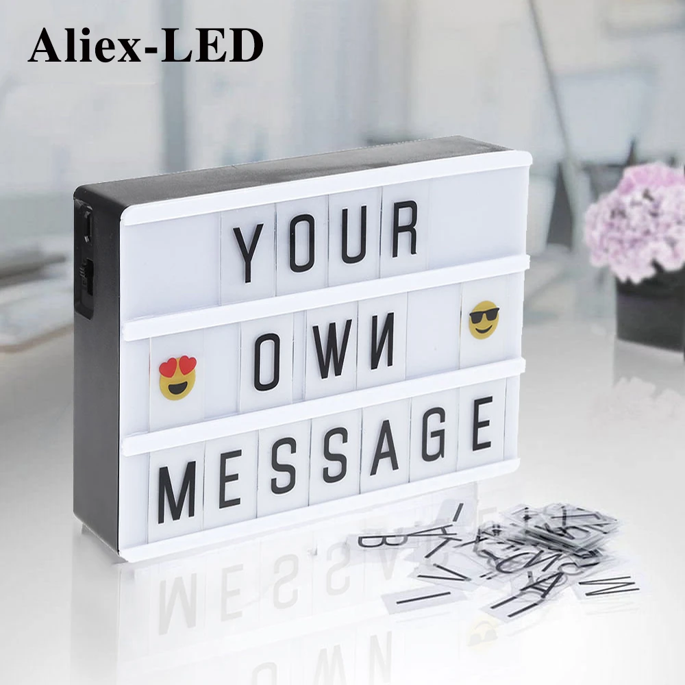 Novelty DIY Letters Night Light LED Combination Decorative Lamps A4/A6 Box USB Cards Table Lamp for Home Message Board Light