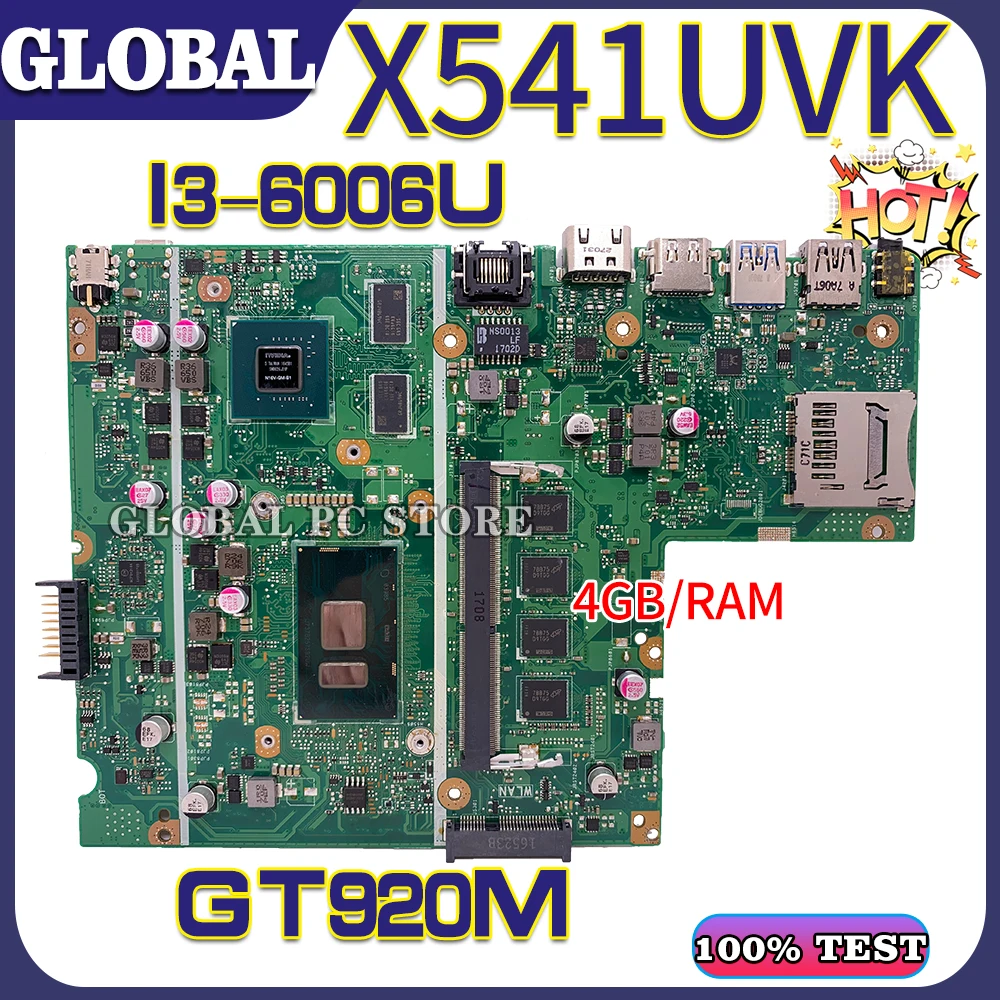 Motherboards X541UVK Laptop motherboard for ASUS X541UJ X541UV X541U F541U A541U 100% TEST original mainboard I3-6006U GT920M | Компьютеры