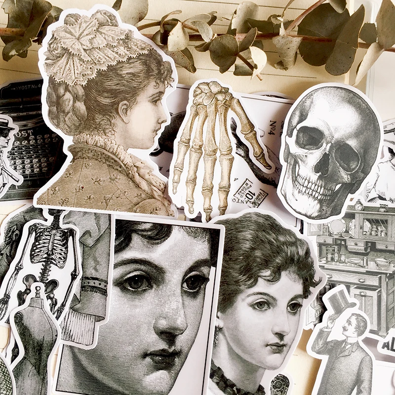 9 шт./компл. Ретро черный белый цвет с изображением черепа для девочек DIY ремесло