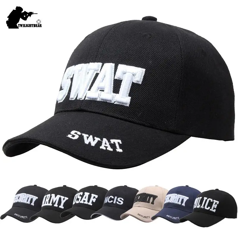SWAT черные бейсболки унисекс кепки высокое качество с вышитыми буквами Bone Snapback