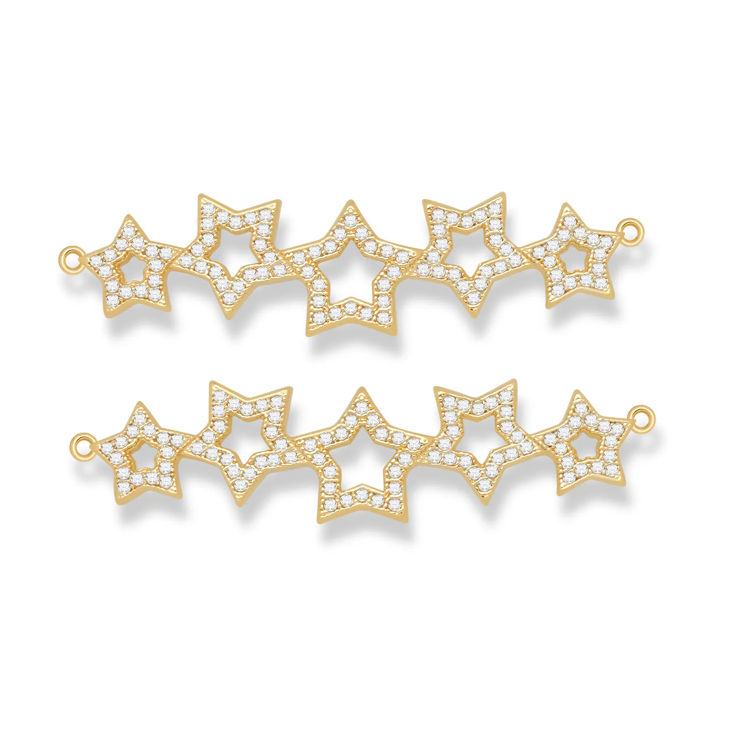 

White Cubic Zirconia Crystal Gold-plated Brass Five Point Star Charm Connector For Necklace Bracelet Makings DIY Jewelry Gifts