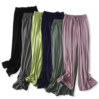 2021 spring and autumn new womens wide leg pants modal thin casual flared all match throw