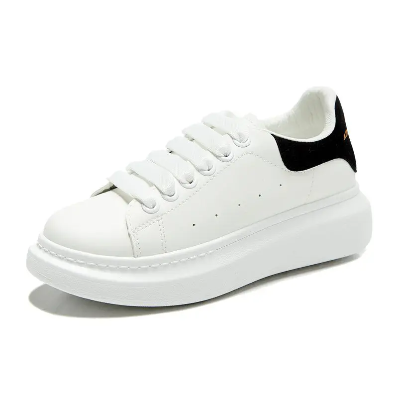 

Men's White Shoes Brand Designer PU Breathable Lace-up Running Shoes Thick-soled Sports Shoes Flat Casual Shoes Walking Shoes