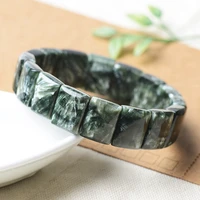 natural green seraphinite gemstone beads bracelet bangle clinochlore rectangle stretch seraphinite jewelry 16x12mm aaaaa