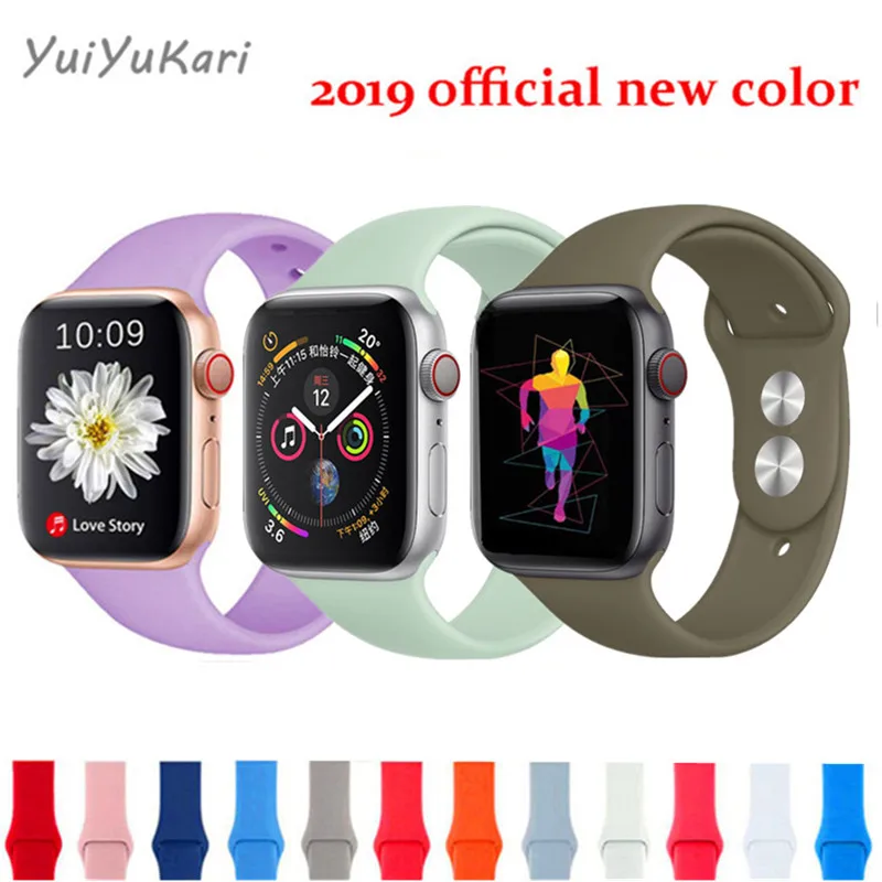 Новые спортивные силиконовые часы для apple watch band 4 44 мм 40 мм(iwatch 5) apple watch 3 2 1 42 мм 38 мм аксессуары для наручных браслетов
