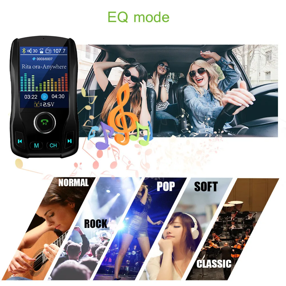 Bluetooth Hands-free автомобильный комплект fm-передатчик 1,8 дюймов USB TF карта Aux плеер двойной USB зарядное устройство дисплей напряжения