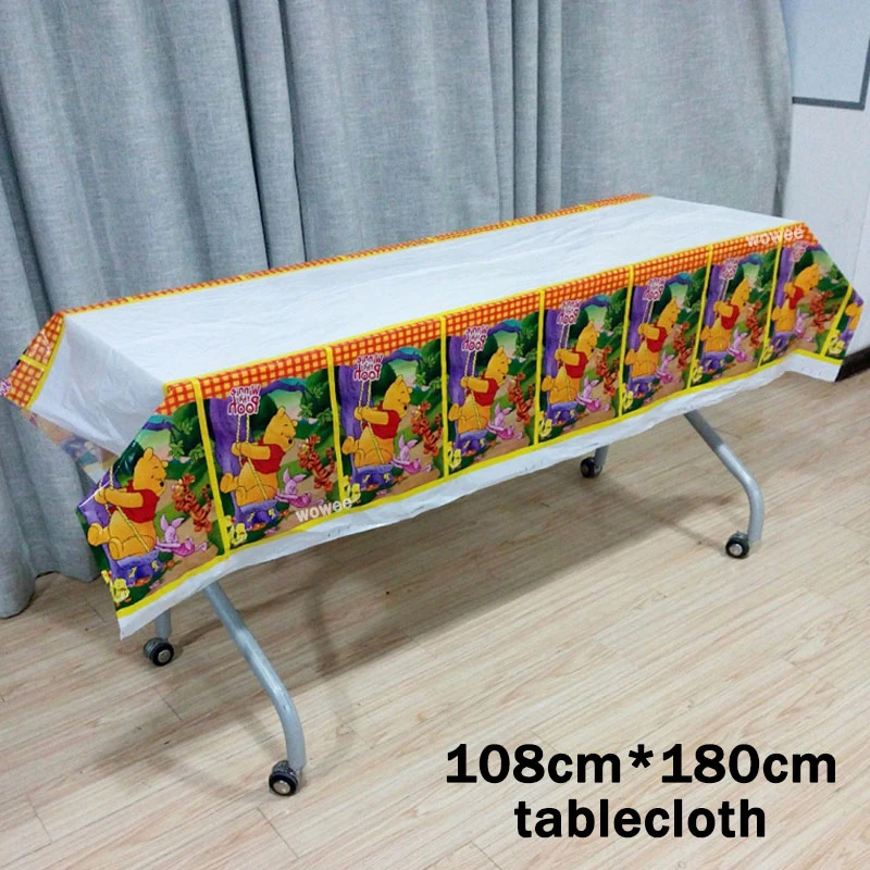 108180cm Tablecloth 2,5 метровый плакат с медвежонком Винни, праздничные принадлежности для дня рождения, праздничные украшения, вечерние украшения - Цвет: 108180cm Tablecloth