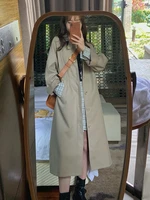 office lady long trench women lapel single breasted casual commute coats spring autumn fashion outwears simple solids jackets