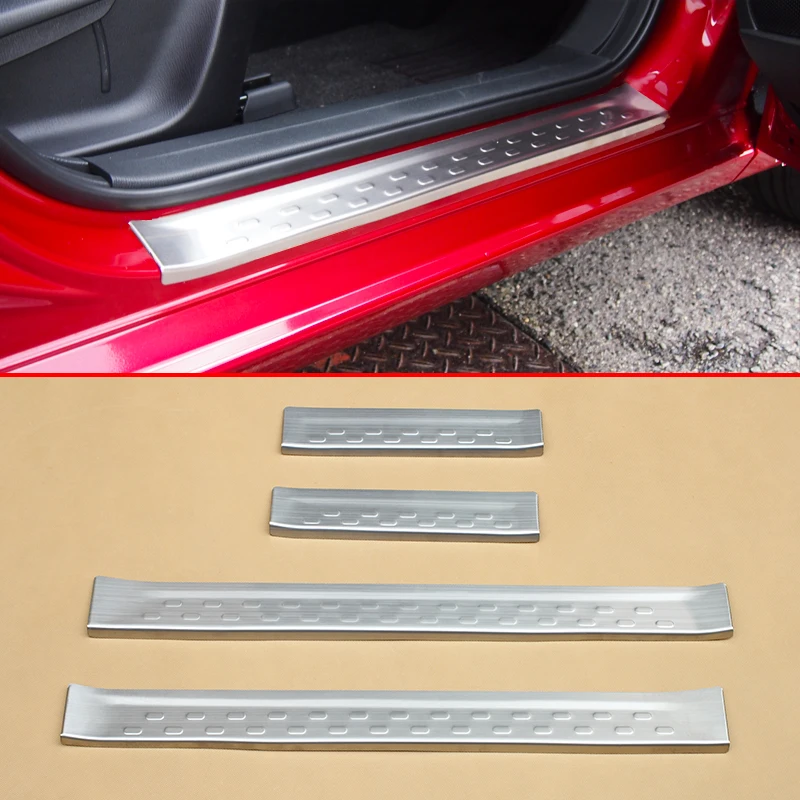 Защитная Накладка на порог из нержавеющей стали для Mazda 2 DL DJ 2015 2016 2017 2018 2019 (набор 4