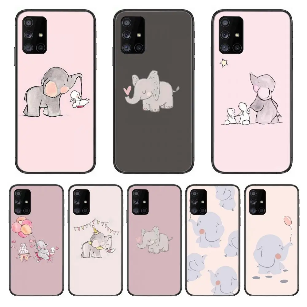 

Elephant happy family Phone Case Hull For Samsung Galaxy A 90 50 51 20 71 70 40 30 10 80 E 5G S Black Shell Art Cell Cover