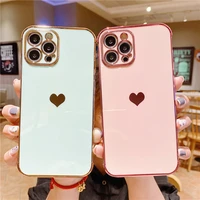 electroplated love heart frame phone case for iphone 11 12 pro mini max x xr xs max 7 8 plus se 2020 shockproof protective cover