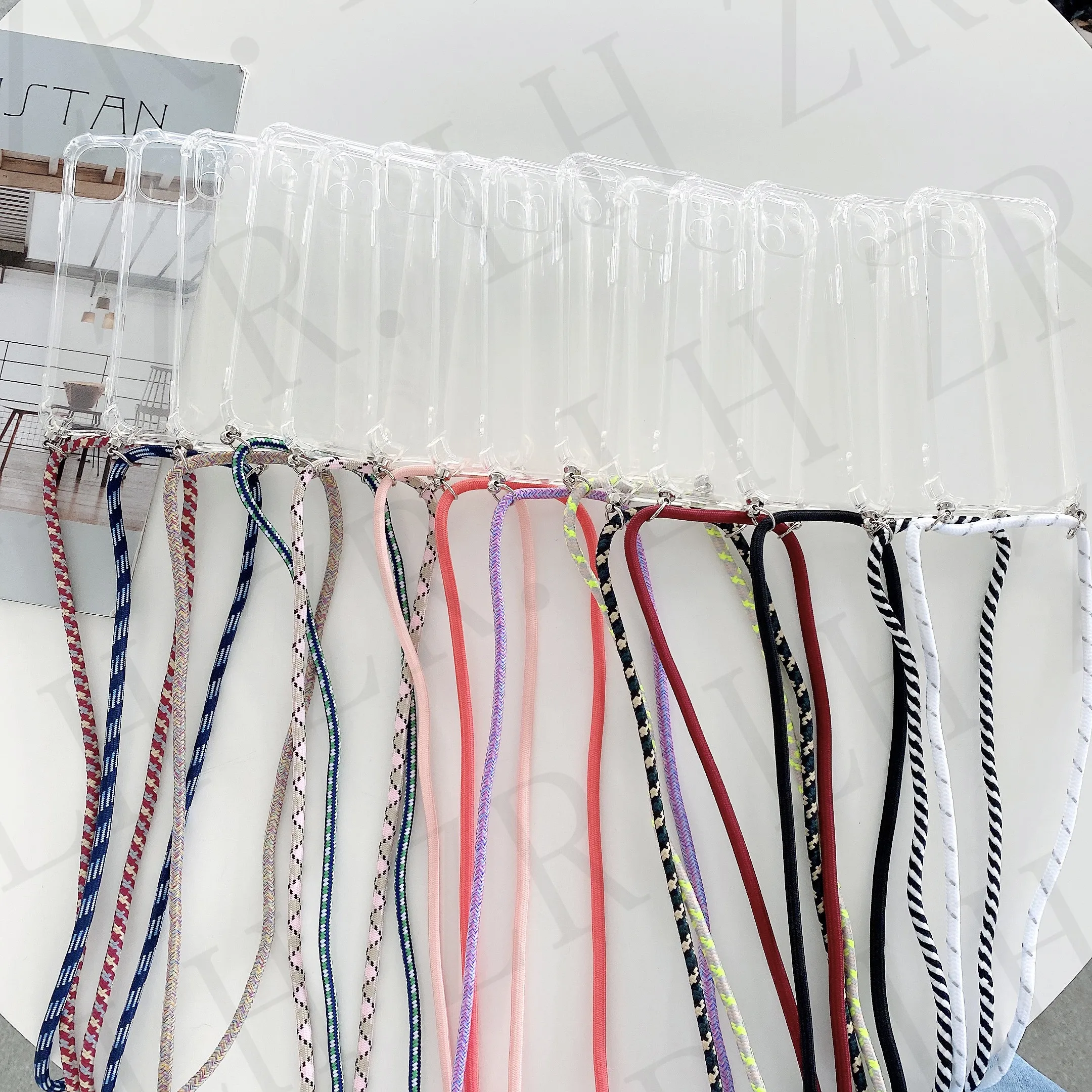 

Transparent Soft TPU Phone Case For iphone 13 12 Mini 6 7 8 Plus X XS 11 Pro MAX XR SE With Lanyard Neck Strap Rope Cord Case